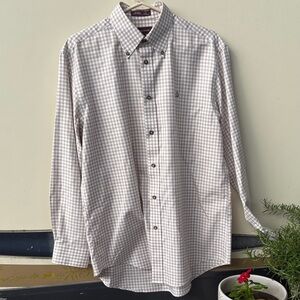 Nordstrom Men's Gingham Button-Down Shirt - Gray and White